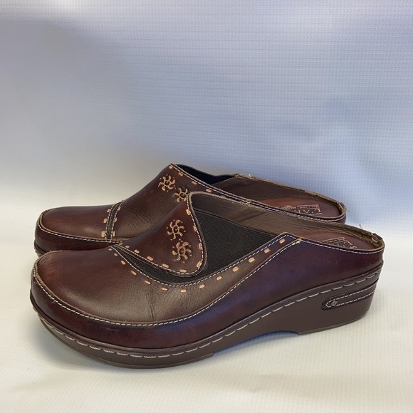Spring Step L’Artiste brown hand painted clog Chino Clog mule open back comfort - Picture 5 of 16